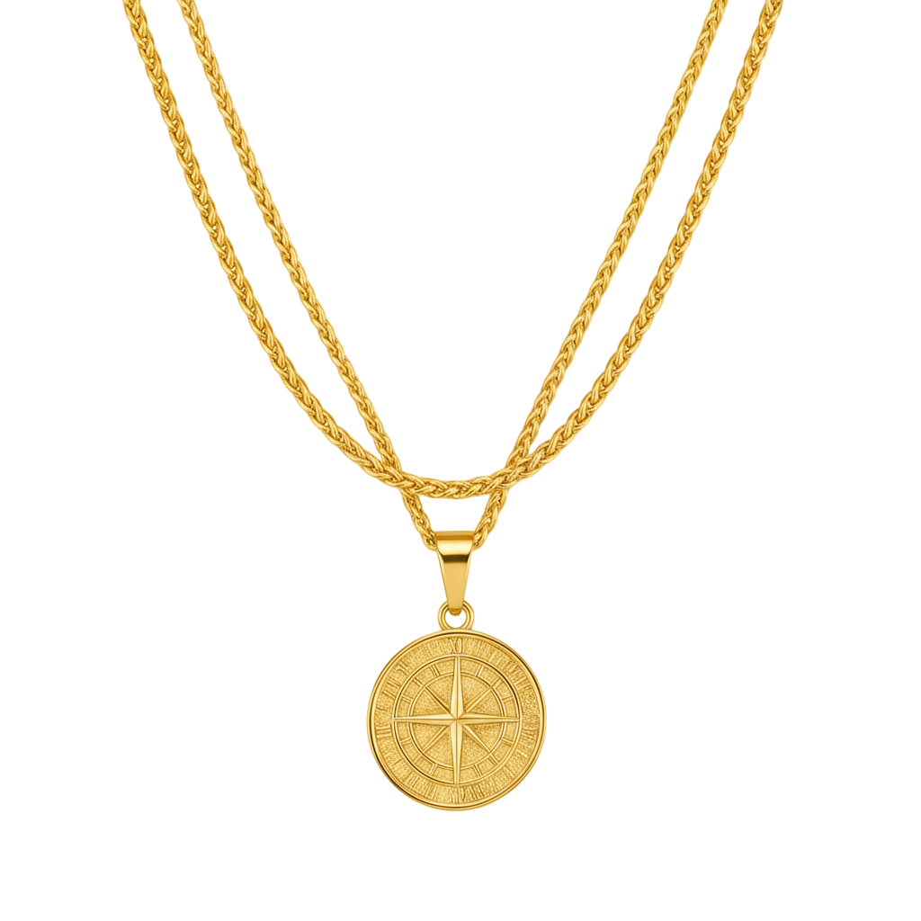 COMPASS AND CHAIN SET (GOLD)