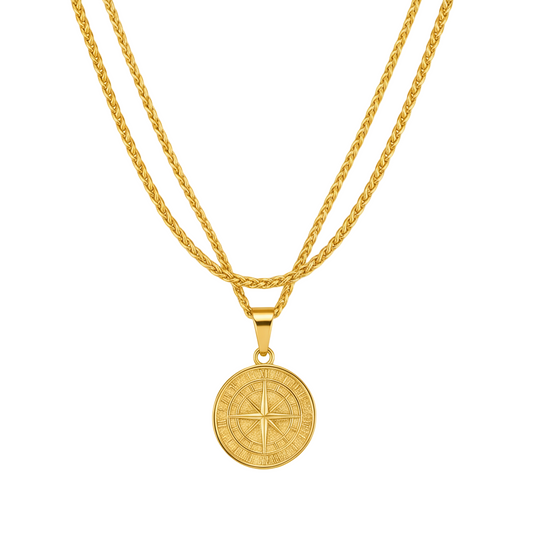 COMPASS AND CHAIN SET (GOLD)